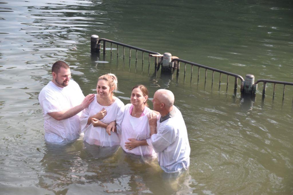 Jordan River baptism Feb 2020 Israel Tour with John DeLancey
