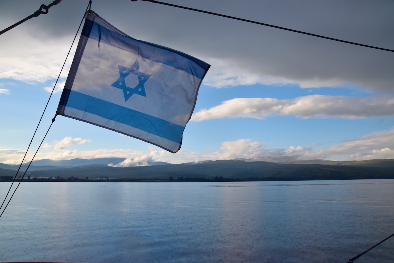 Sea of Galilee Israel Flag March 2022 John DeLancey