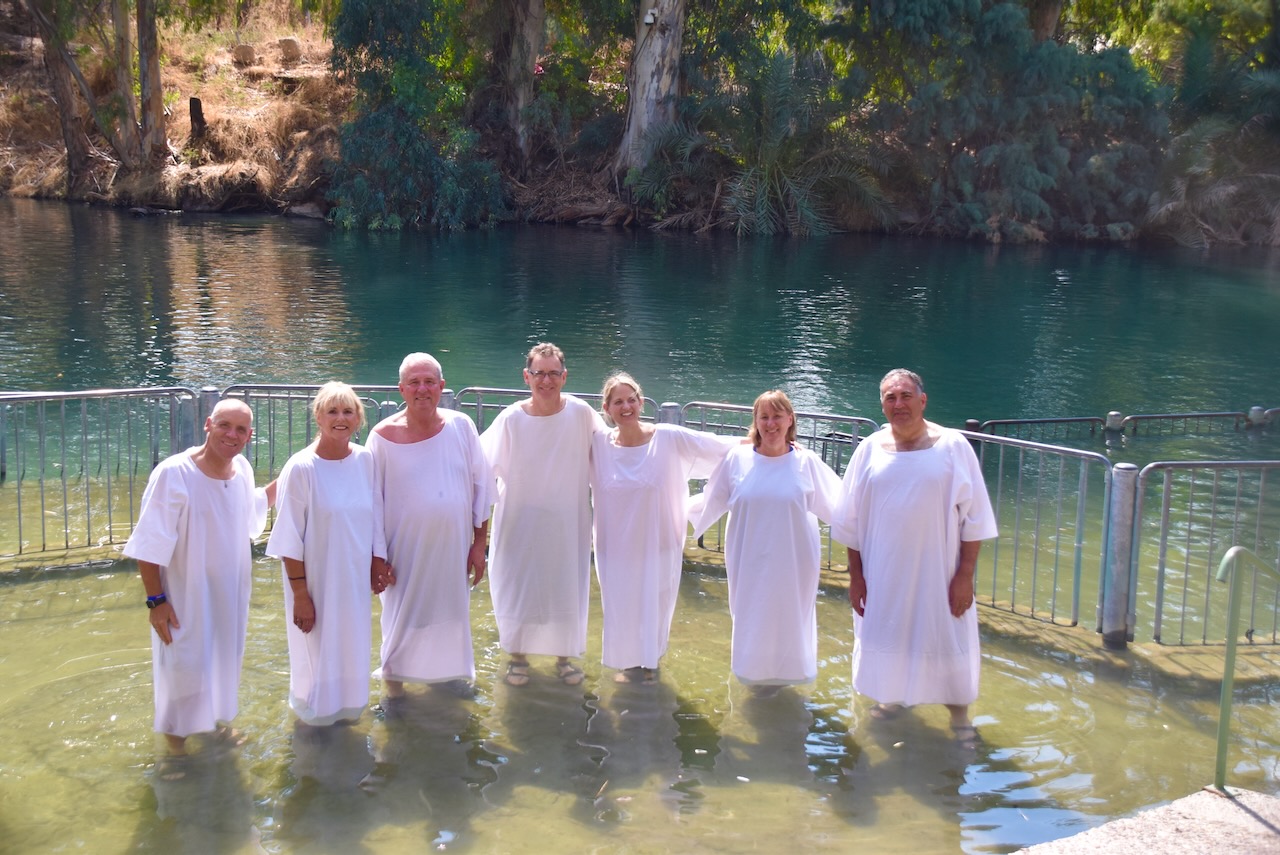 Baptism Jordan River Sept 22 Israel Tour John DeLancey