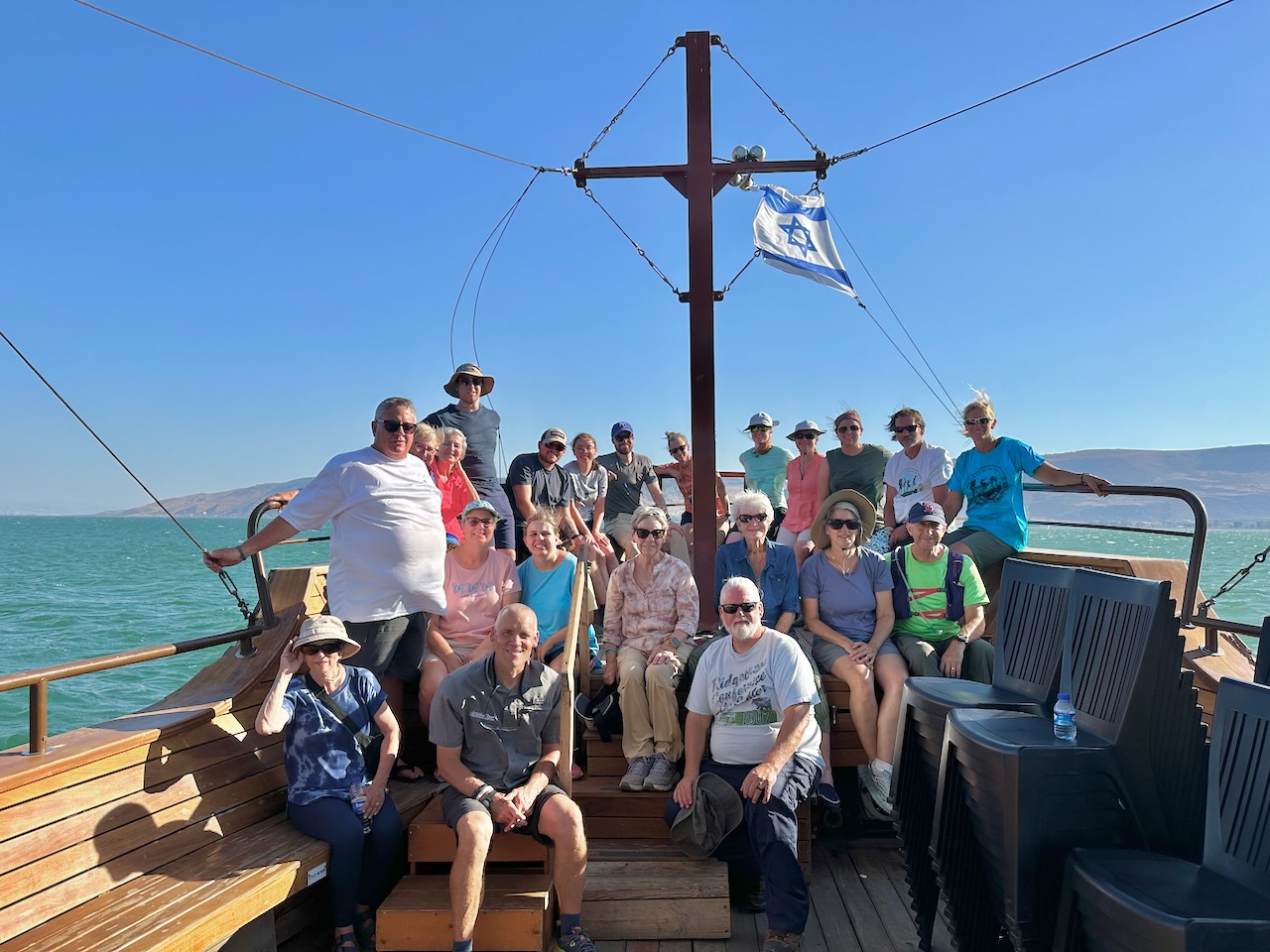Sea of Galilee Boat Ride  Group Aug 23 Israel Tour John DeLancey